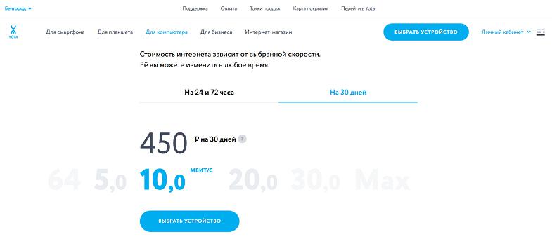 Безлимитный интернет Yota для модема