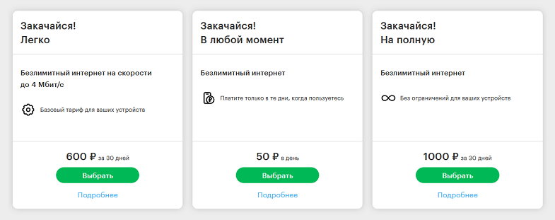 Интернет-тарифы МегаФон "Закачайся!"