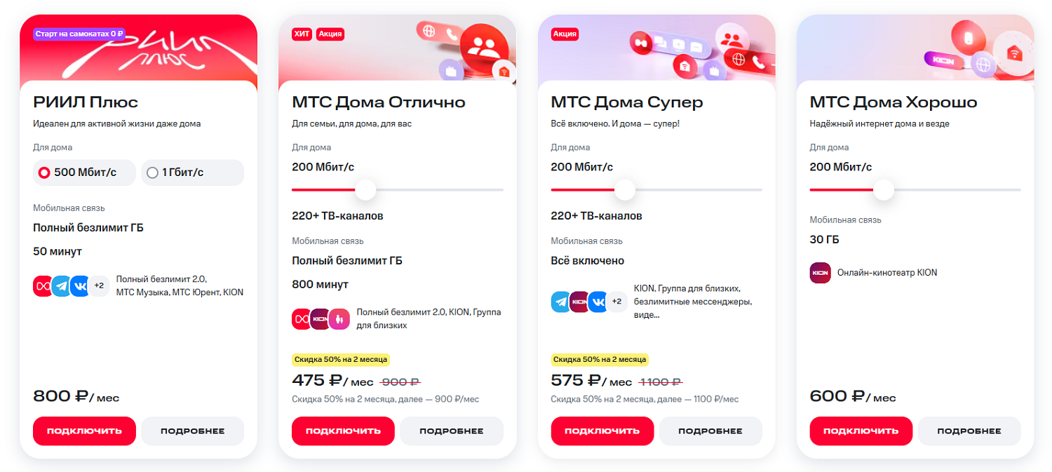Лучшие тарифы МТС с домашним интернетом